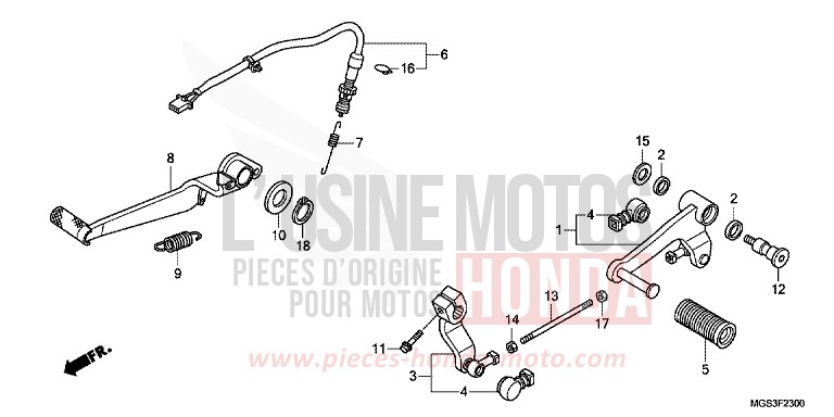 PEDALE de NC700X Boîte Méca DARKNESS BLACK METALLIC (NH463) de 2013